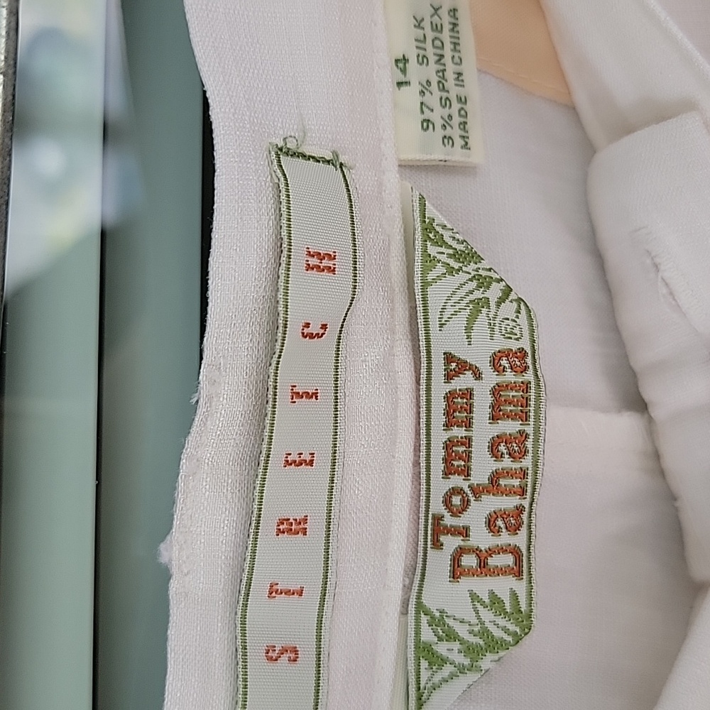 Tommy Bahama Silk Flat Front High Waste Shorts With Stretch Sz 14 Cream - Picture 5 of 11